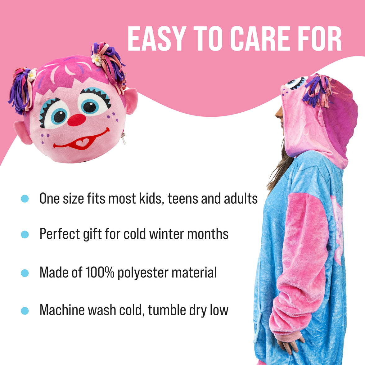 Sesame Street | Abby Cadabby Adult Snugible 2-in-1 Blanket Hoodie & Pillow