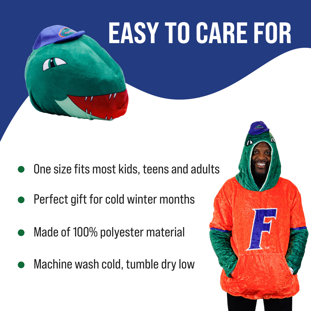 University of Florida Albert Snugible 2-in-1 Blanket Hoodie & Pillow