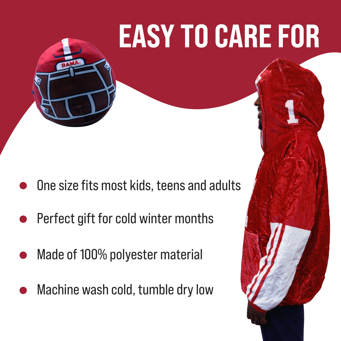 The University of Alabama Helmet Snugible 2-in-1 Blanket Hoodie & Pillow