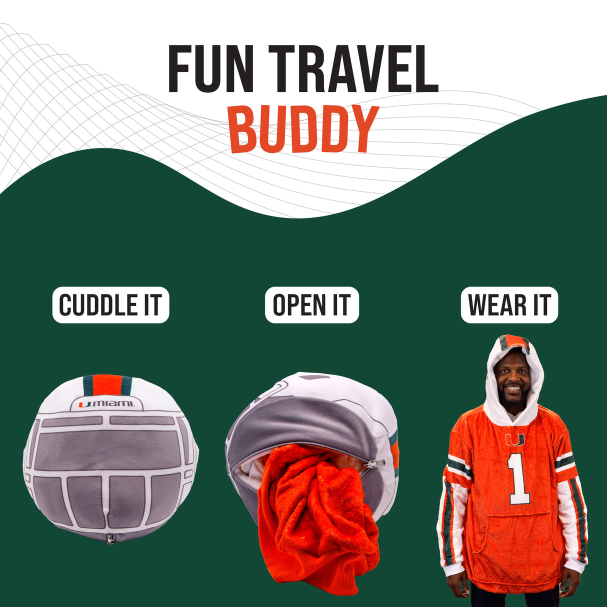 University of Miami Helmet Snugible | Blanket Hoodie & Pillow