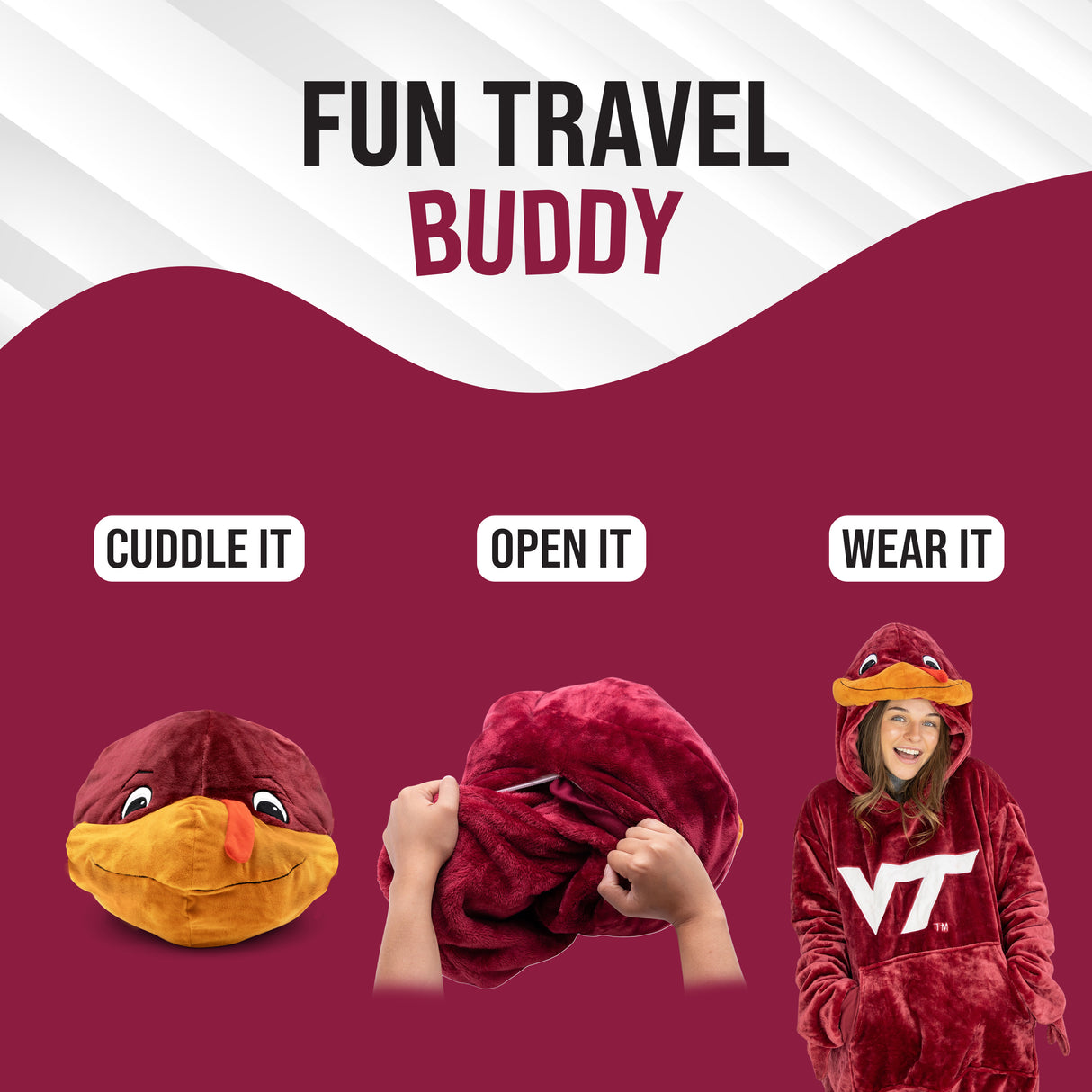 Virginia Tech University Hokie Snugible | Blanket Hoodie & Pillow