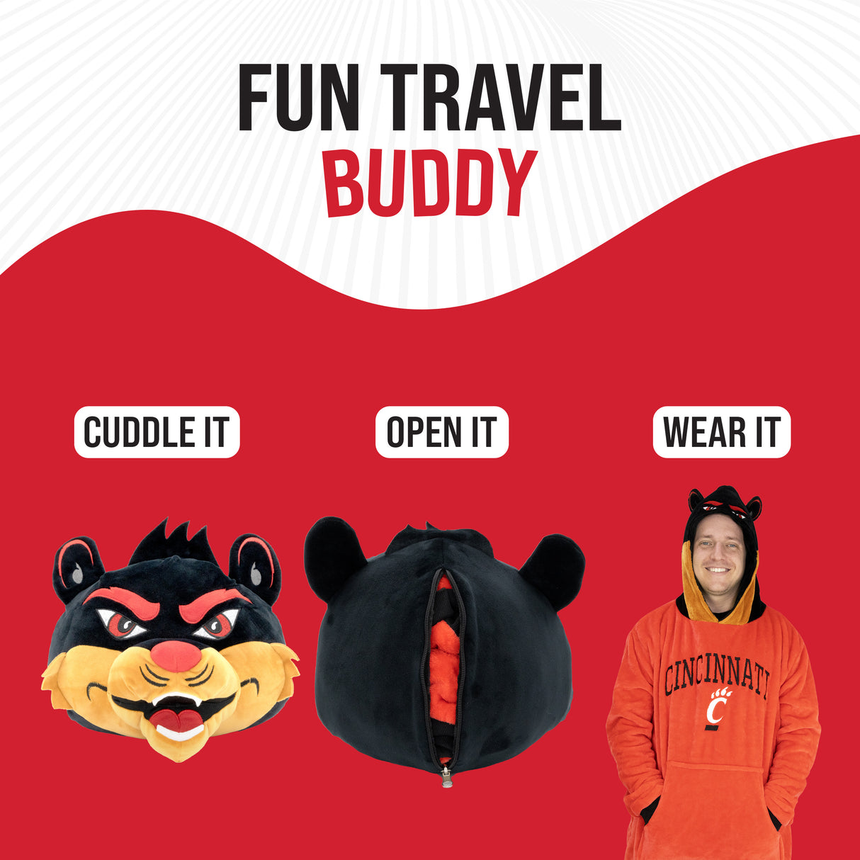 University of Cincinnati Bearcats Snugible 2-in-1 Blanket Hoodie & Pillow