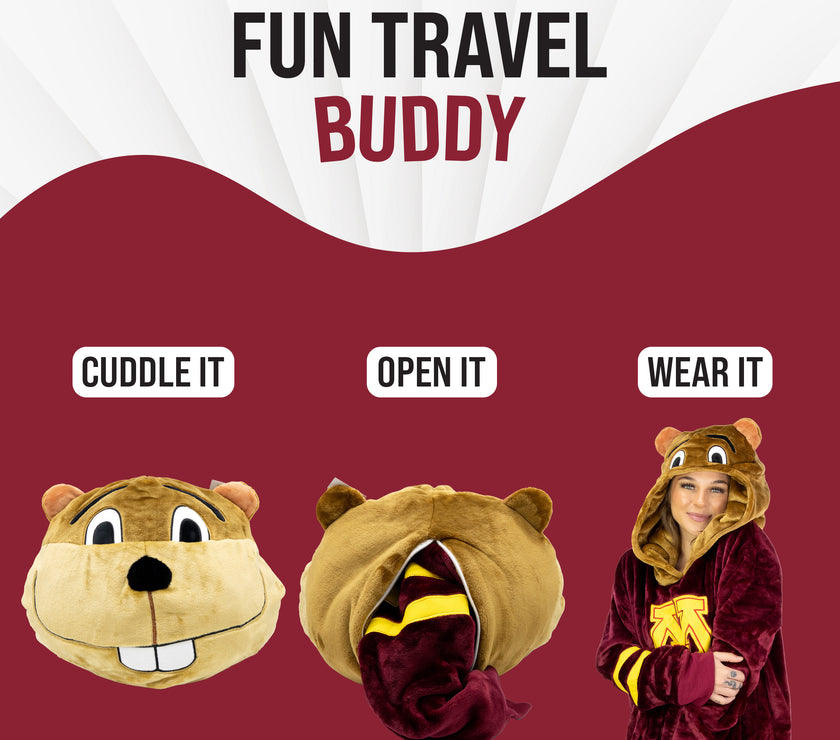 University of Minnesota Gophers Goldy Snugible 2-in-1 Blanket Hoodie & Pillow