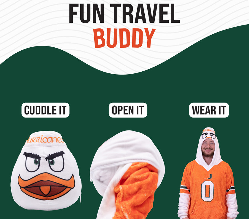 University of Miami Sebastian Snugible 2-in-1 Blanket Hoodie & Pillow