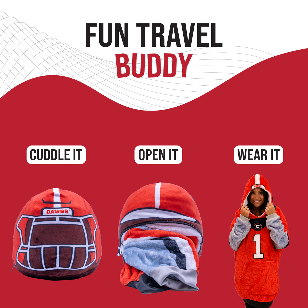 University of Georgia Helmet Snugible | Blanket Hoodie & Pillow