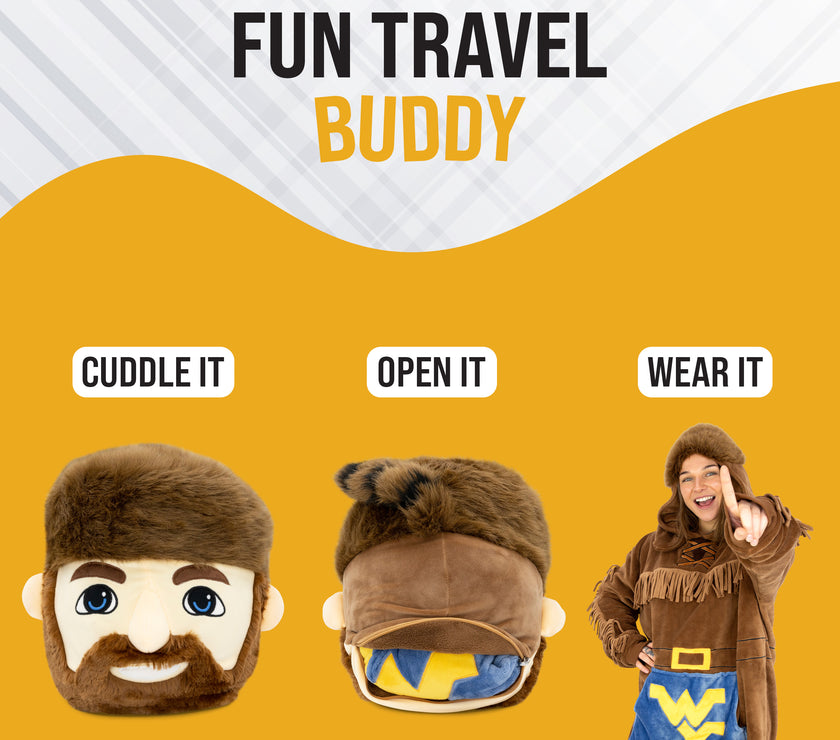 West Virginia University Mountaineer Snugible 2-in-1 Blanket Hoodie & Pillow