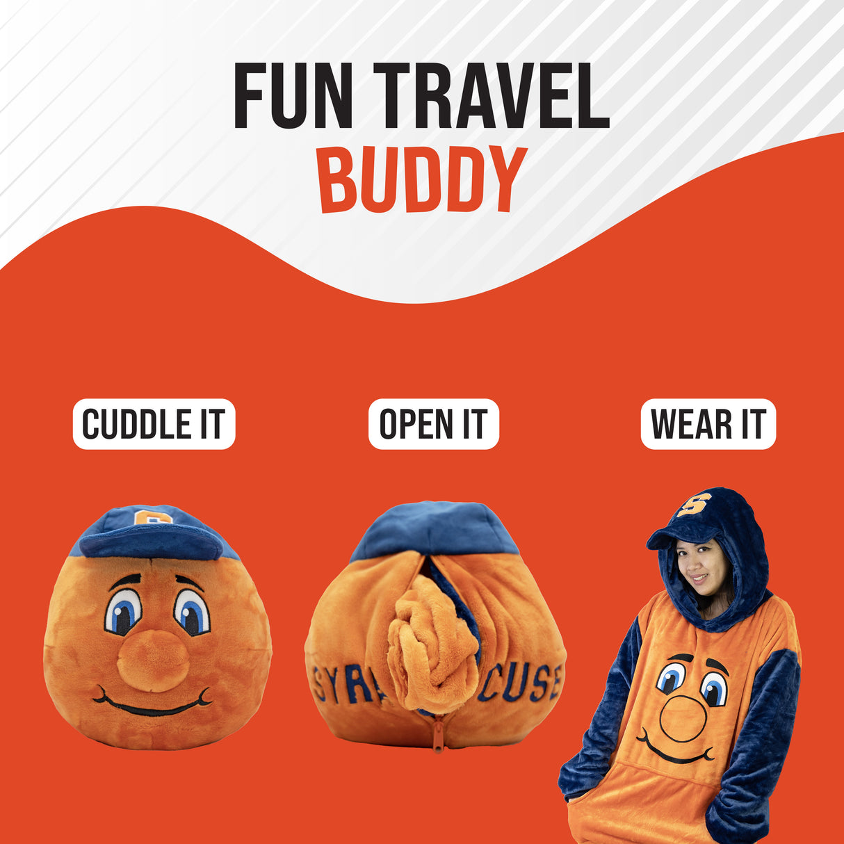 Syracuse University Otto the Orange Snugible 2-in-1 Blanket Hoodie & Pillow