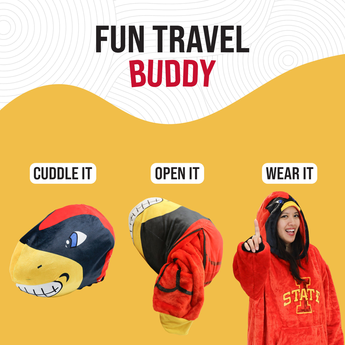 Official Iowa State University Cy the Cardinal Snugible: Plush & Hoodie in One!