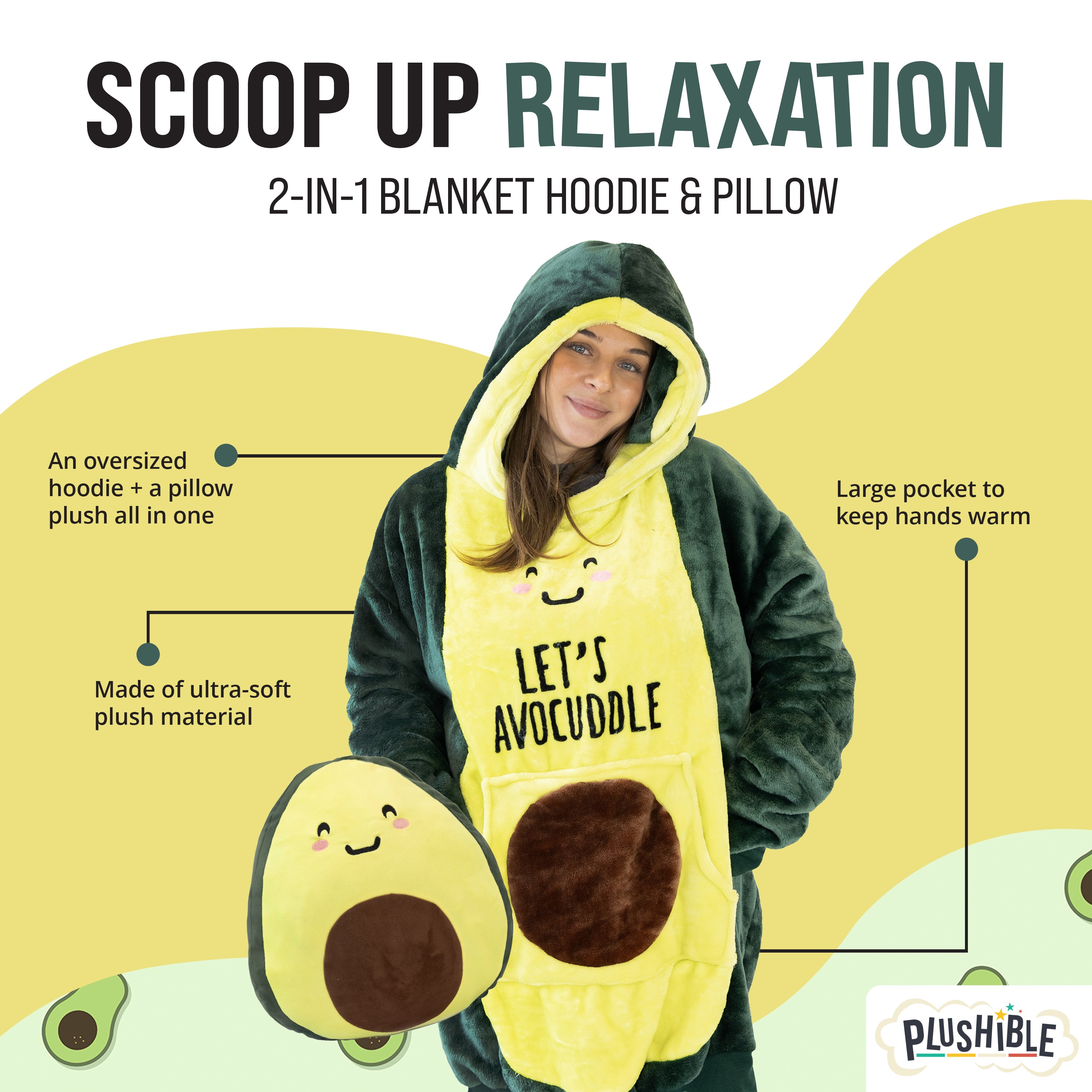 Avocado Snugible 2-in-1 Blanket Hoodie & Pillow
