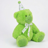 Beverly Hills Teddy Bear Co. Green Birthday Bear w/ Party Hat