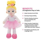Eimmie Ballerina Rag Doll for Kids – Soft Plush Toy, Blonde, Pink Tutu, Safe 14"