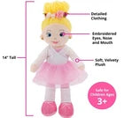 Eimmie Ballerina Rag Doll for Kids – Soft Plush Toy, Blonde, Pink Tutu, Safe 14"
