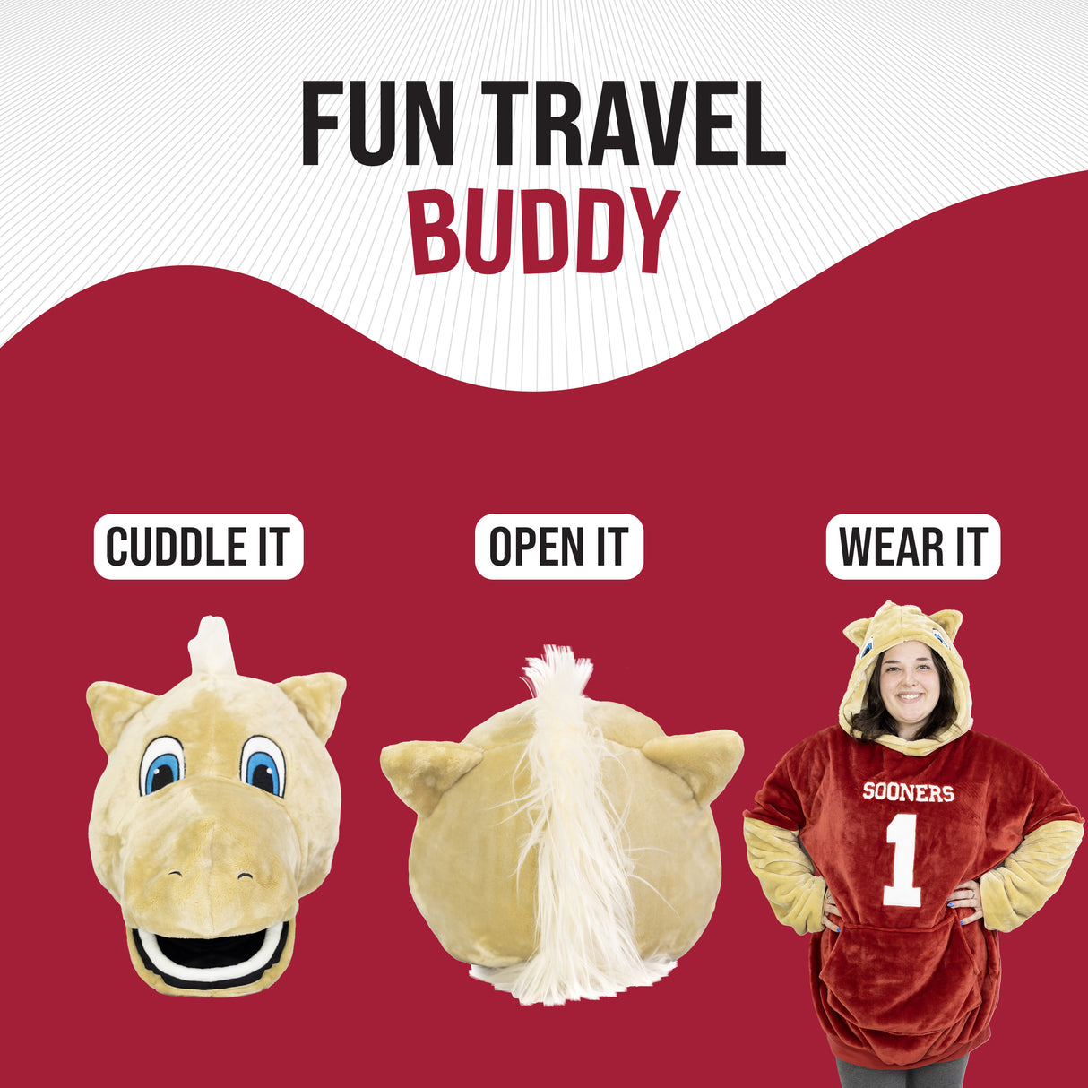 University of Oklahoma Boomer Snugible 2-in-1 Blanket Hoodie & Pillow