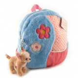 Ganz Love to Go Blue Plush Backpack for Kids with Chihuahua Keyclip Toy