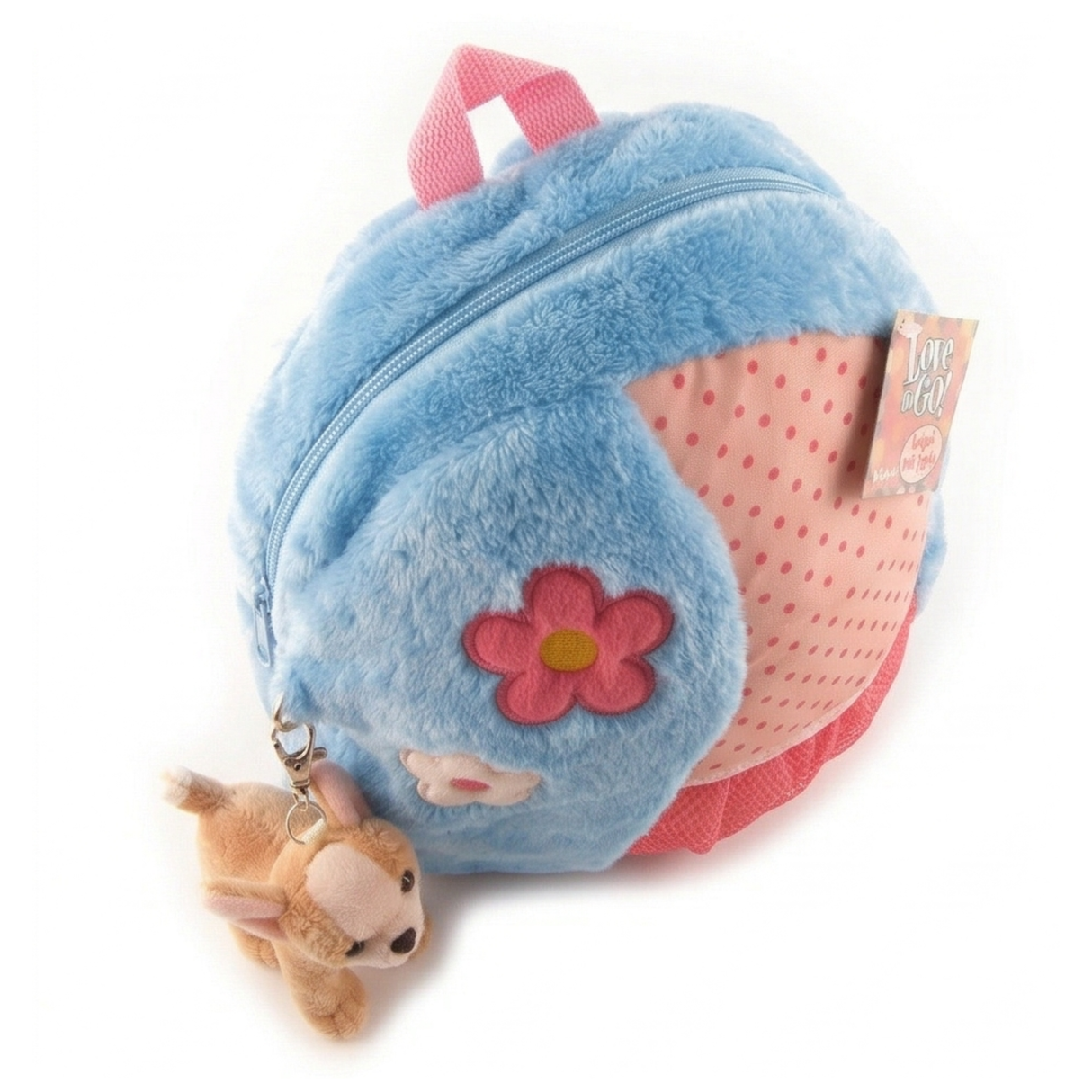 Ganz Love to Go Blue Plush Backpack for Kids with Chihuahua Keyclip Toy