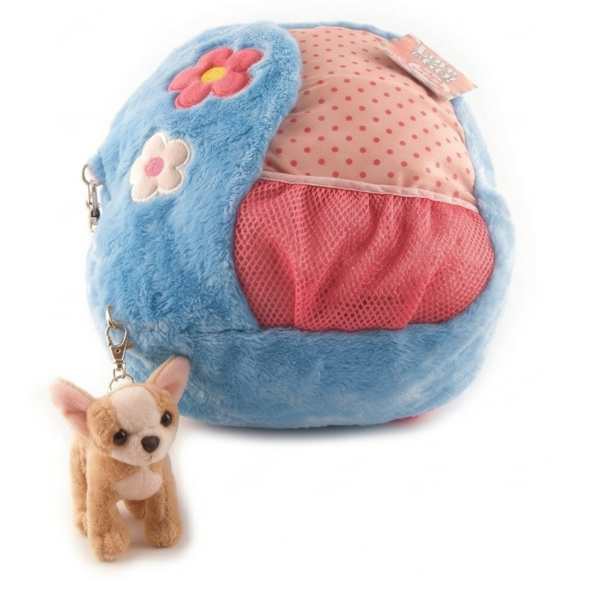 Ganz Love to Go Blue Plush Backpack for Kids with Chihuahua Keyclip Toy