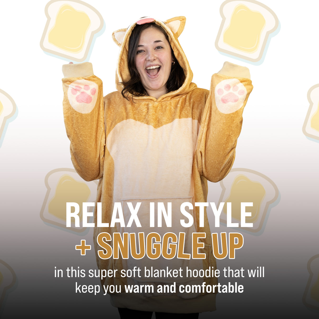 Toast the Corgi Bread Snugible 2-in-1 Blanket Hoodie & Pillow