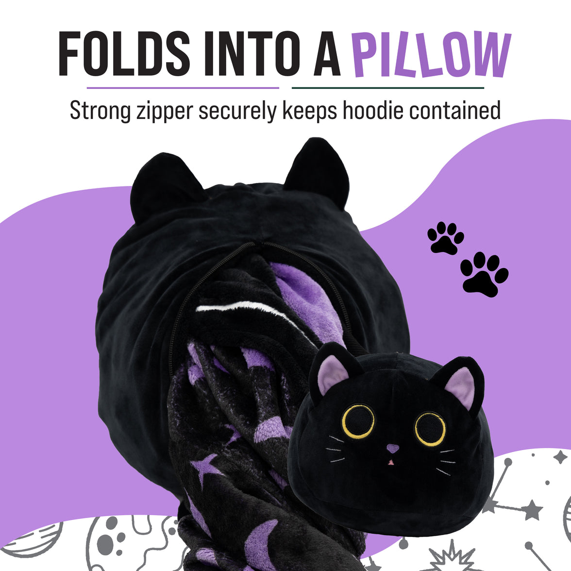 Cosmo the Black Cat Snugible 2-in-1 Blanket Hoodie & Pillow