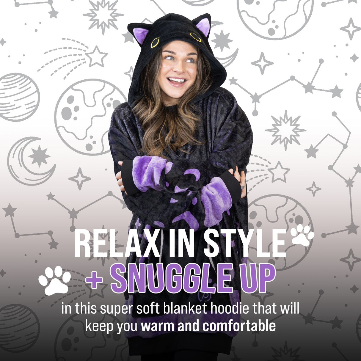 Cosmo the Black Cat Snugible 2-in-1 Blanket Hoodie & Pillow