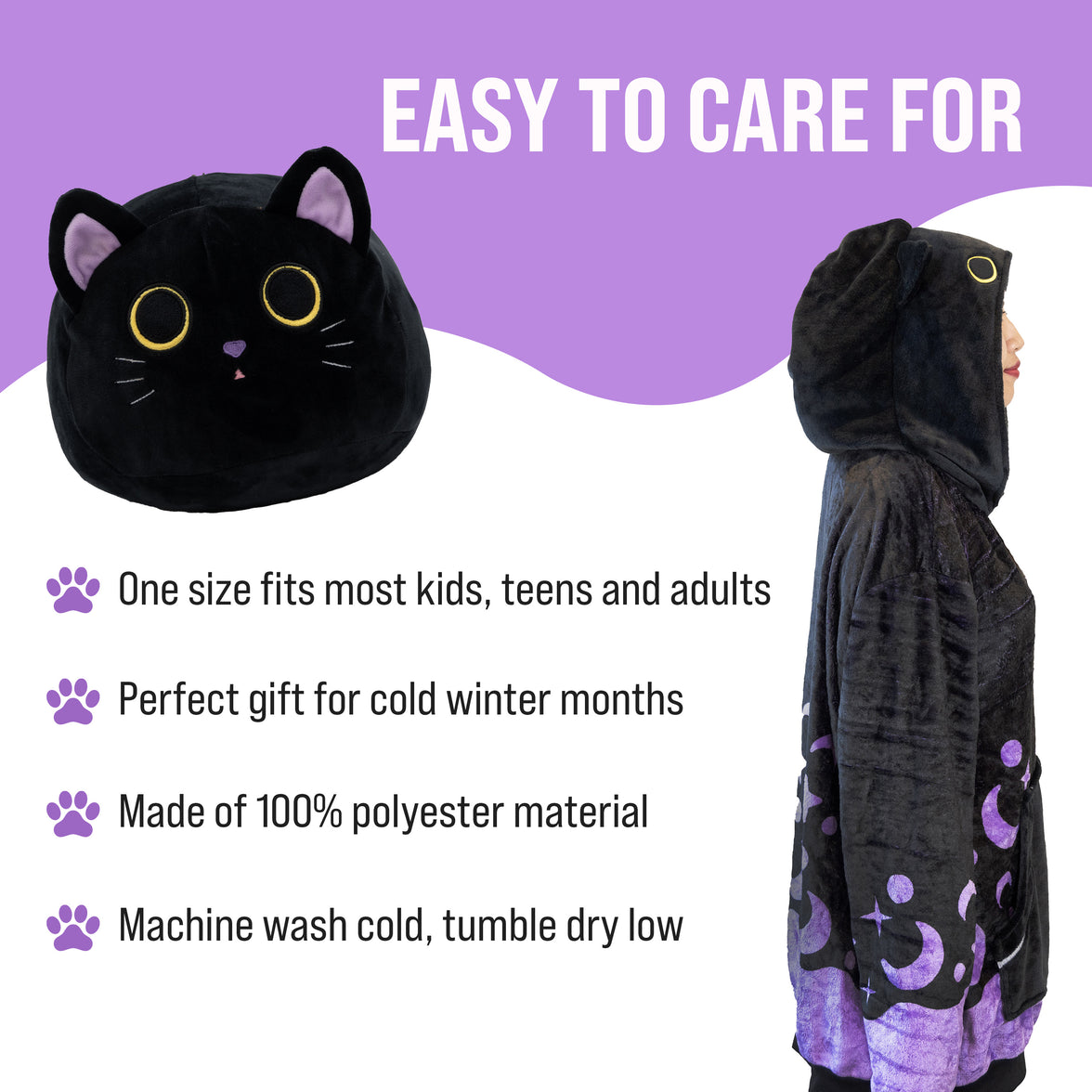 Cosmo the Black Cat Snugible 2-in-1 Blanket Hoodie & Pillow