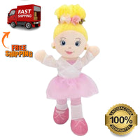 Eimmie Ballerina Rag Doll for Kids – Soft Plush Toy, Blonde, Pink Tutu, Safe 14"