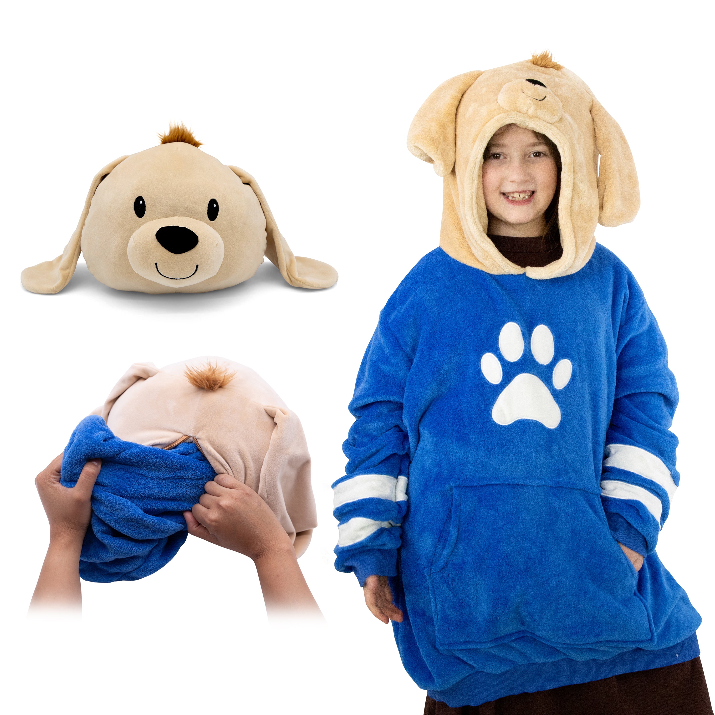 Sharewood Forest Friends Snugible Dougie the Dog Junior Size | Blanket Hoodie & Pillow