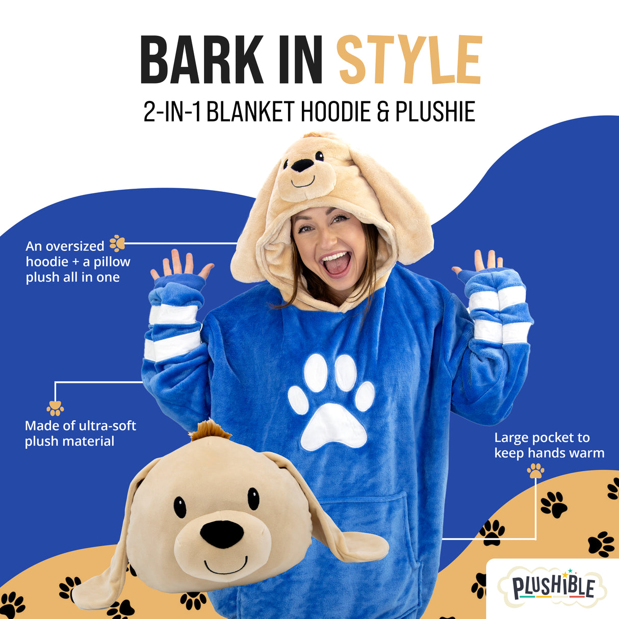 Sharewood Forest Friends Snugible Dougie the Dog | Blanket Hoodie & Pillow