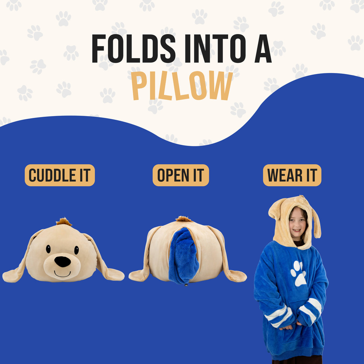 Sharewood Forest Friends Snugible Dougie the Dog Junior Size | Blanket Hoodie & Pillow