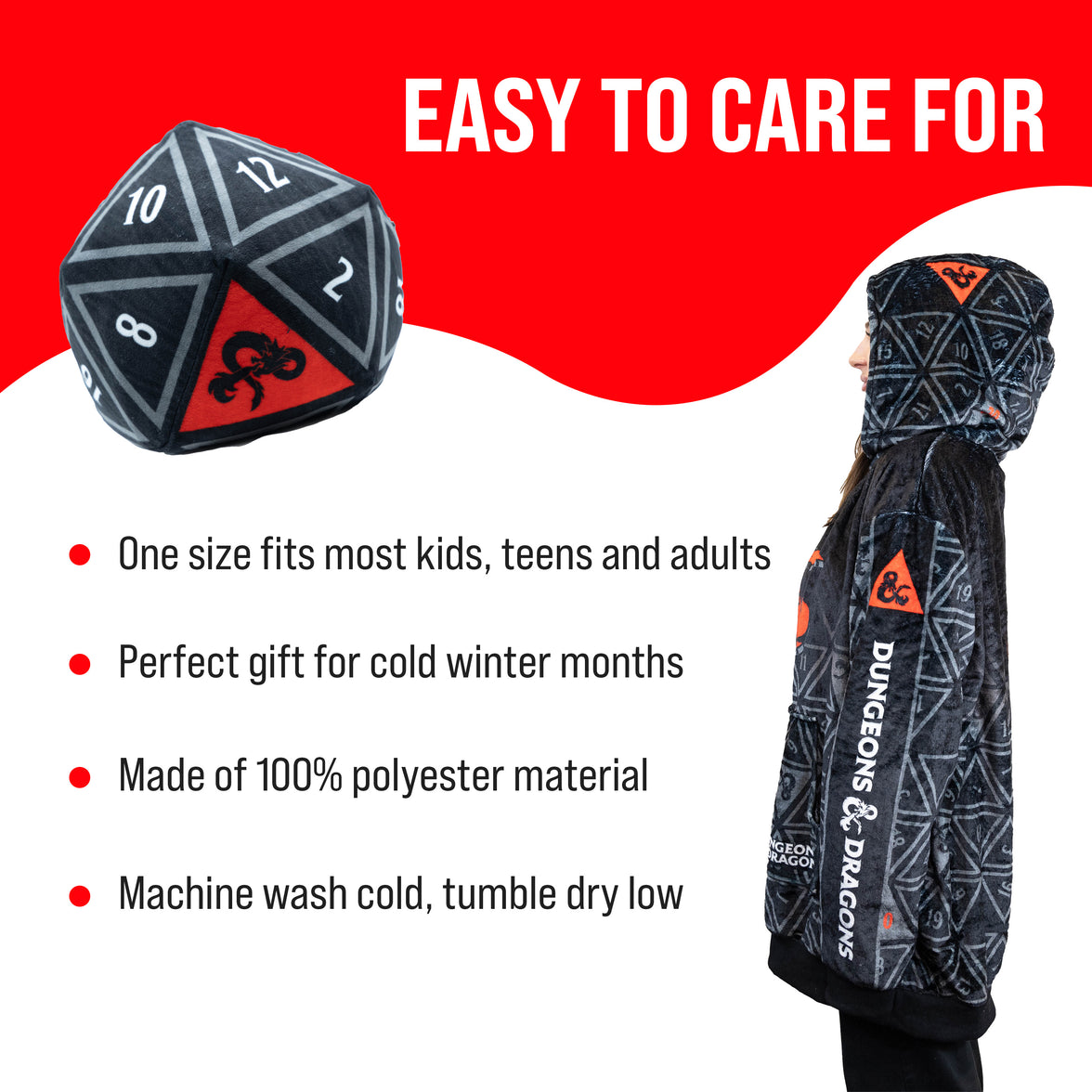Hasbro | Dungeons & Dragons Snugible 2-in-1 Blanket Hoodie & Pillow