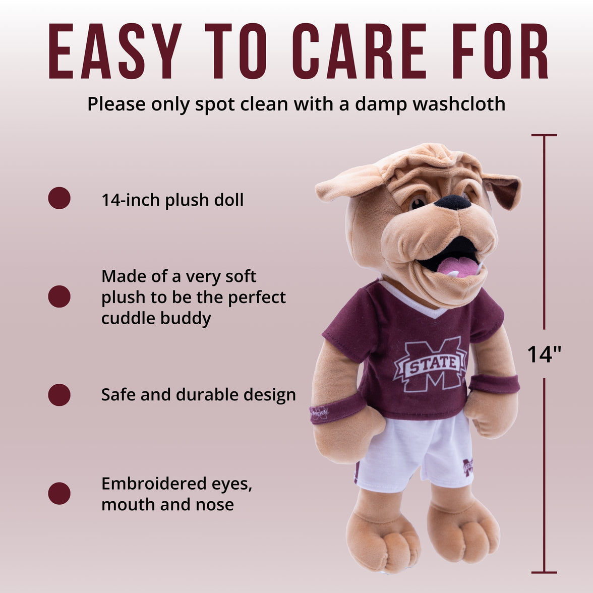 Mississippi State University Bulldog 14 Inch Plush Figure "Wholesale"