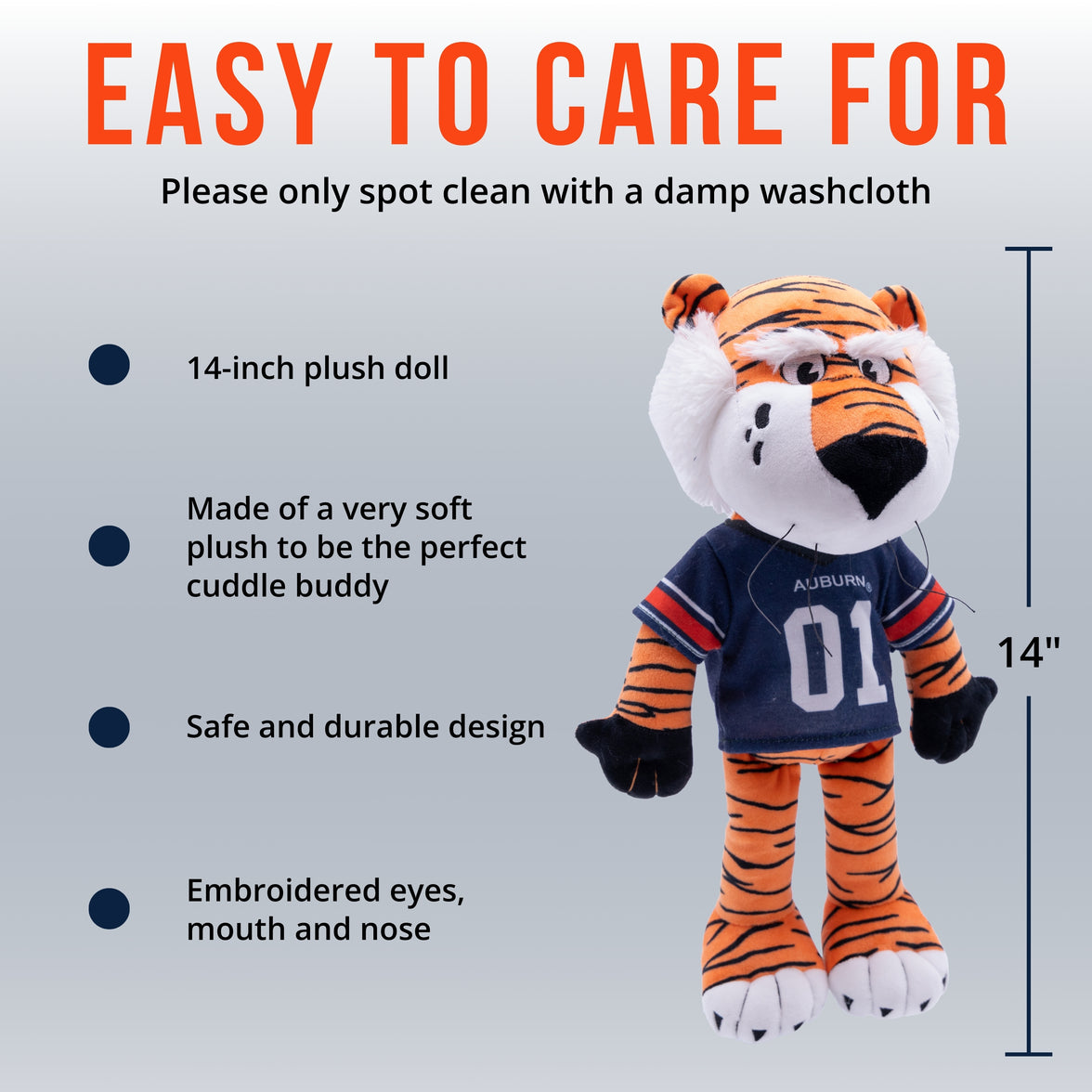 Auburn University Aubie the Tiger 14 Inch Plush Figure "Wholesale"