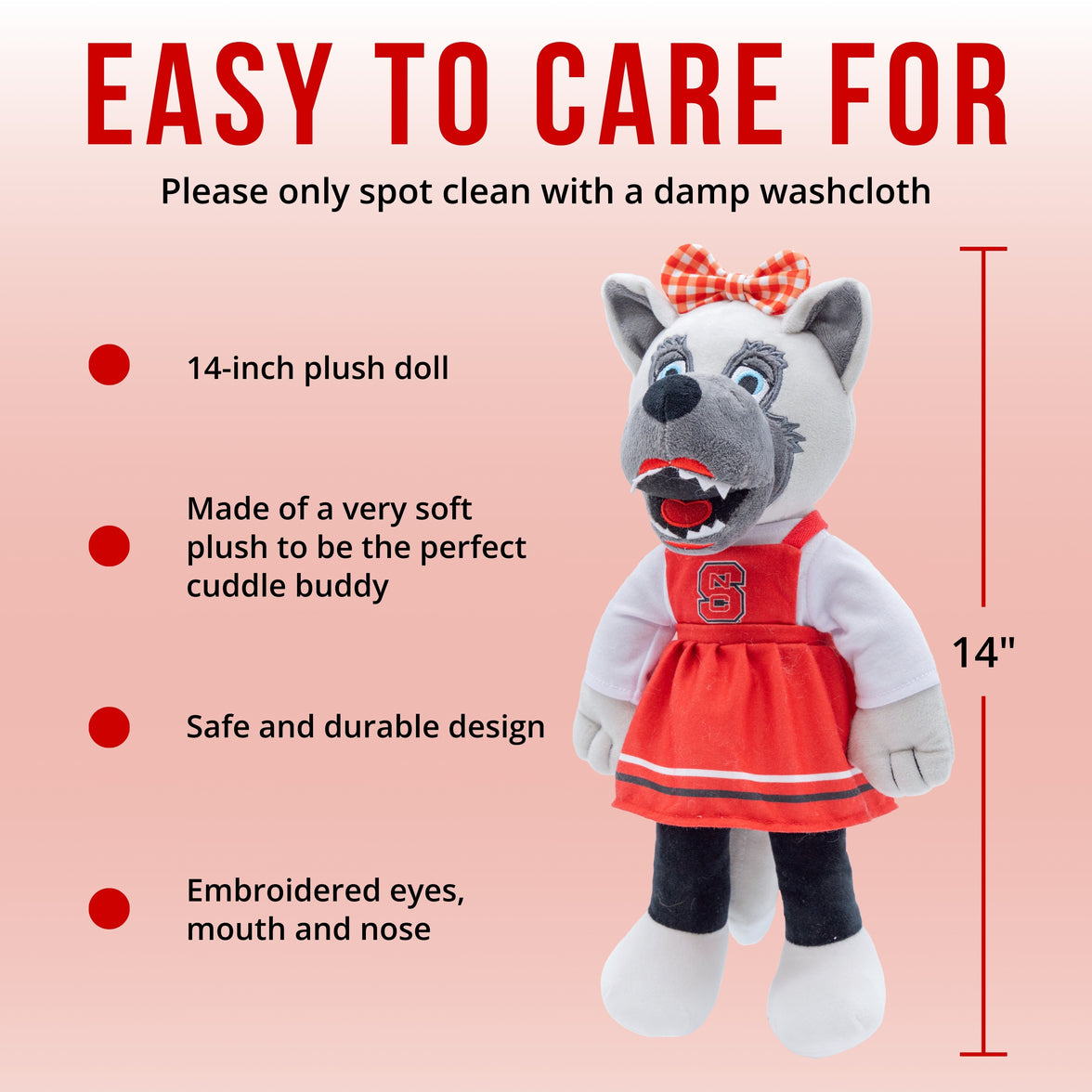 North Carolina State University Ms. Wuf 14 Inch Plush Figure "Wholesale"