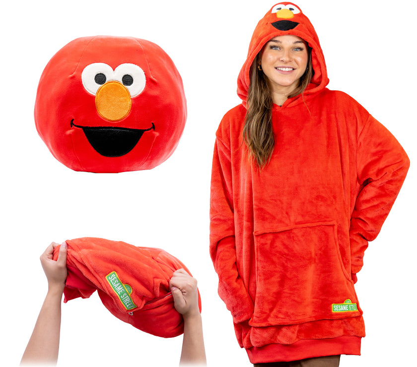 Sesame Street | Elmo Adult Snugible 2-in-1 Blanket Hoodie & Pillow