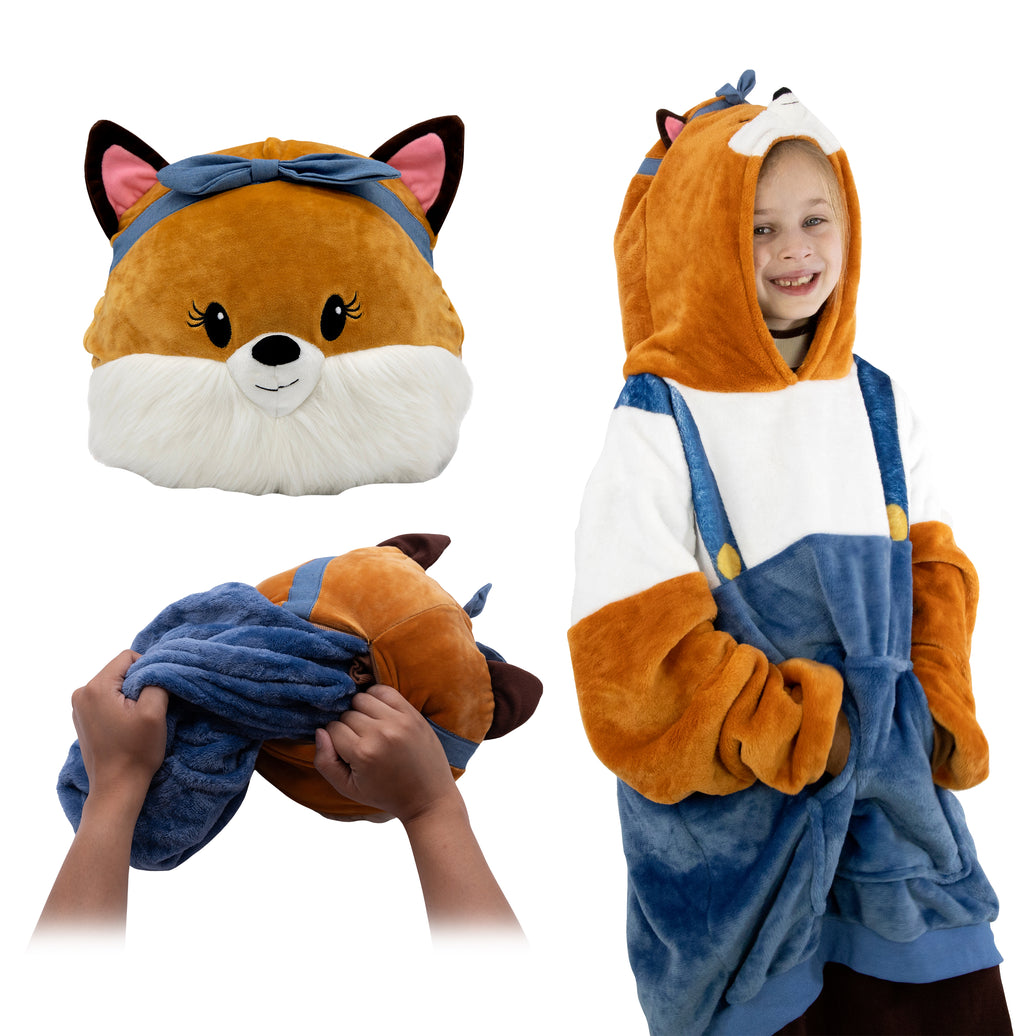 Sharewood Forest Friends Snugible Fiona the Fox Kids Size | Blanket Hoodie & Pillow
