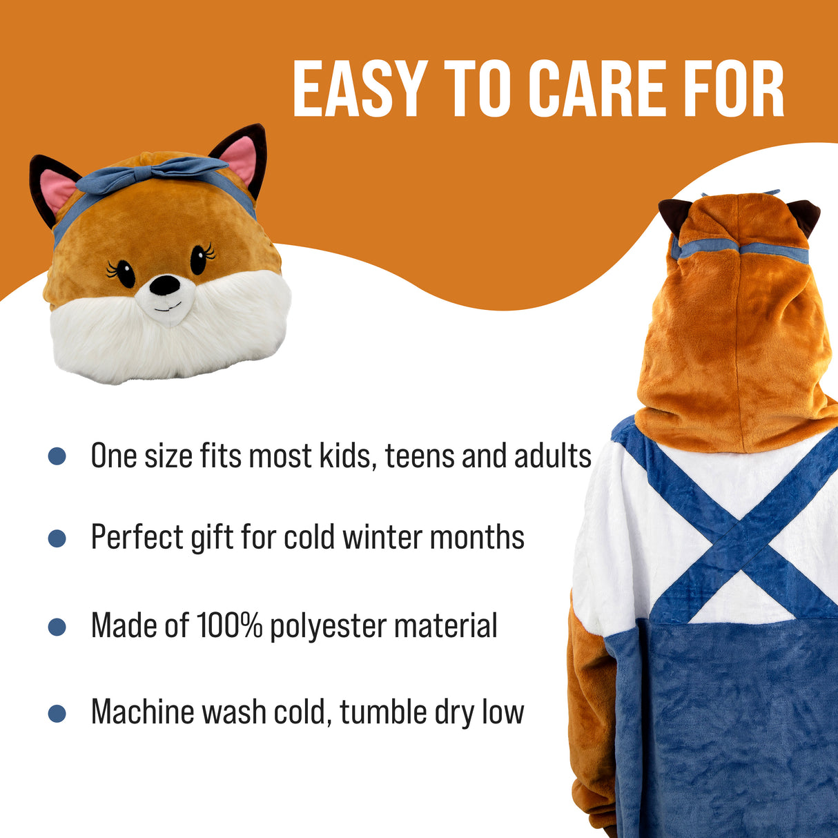 Sharewood Forest Friends Snugible Fiona the Fox Adult | Blanket Hoodie & Pillow