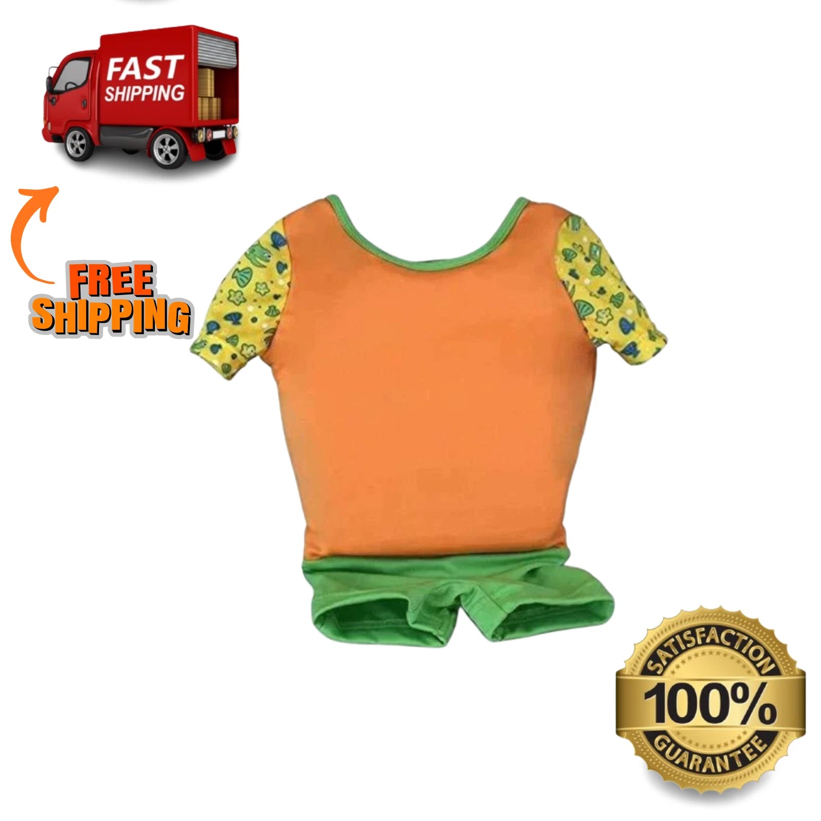 Kids Body Glove Swim Training Float Vest Orange Medium/Large 33‑55 lbs