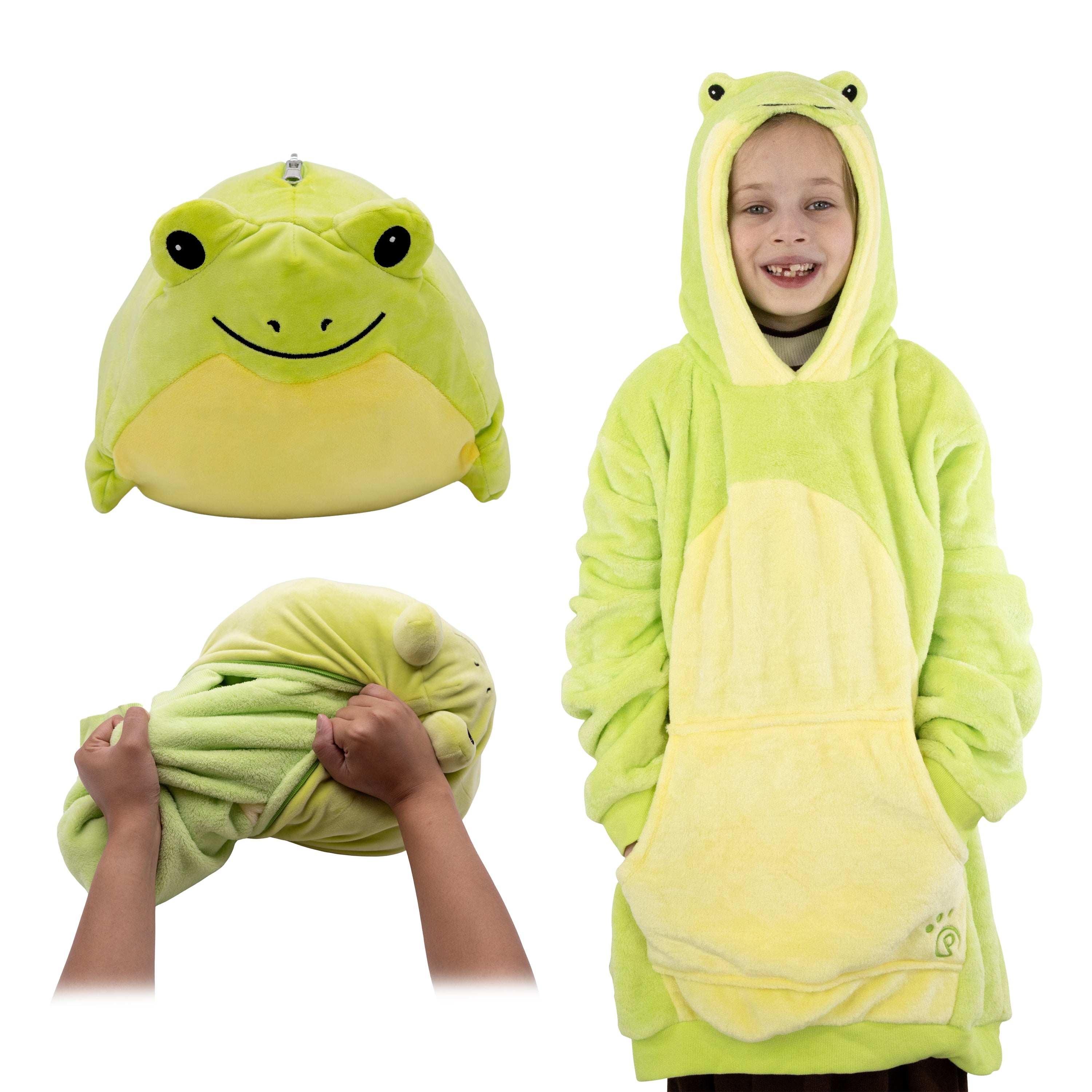 Fren Froggie Kids Snugible 2-in-1 Blanket Hoodie & Pillow