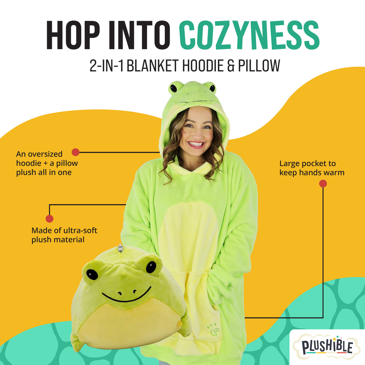Fren Frog Snugible 2-in-1 Blanket Hoodie & Pillow