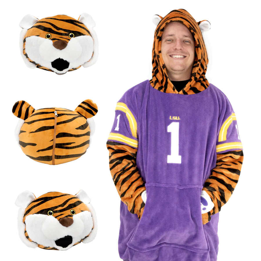 Louisiana State University Tiger Snugible 2-in-1 Blanket Hoodie & Pillow