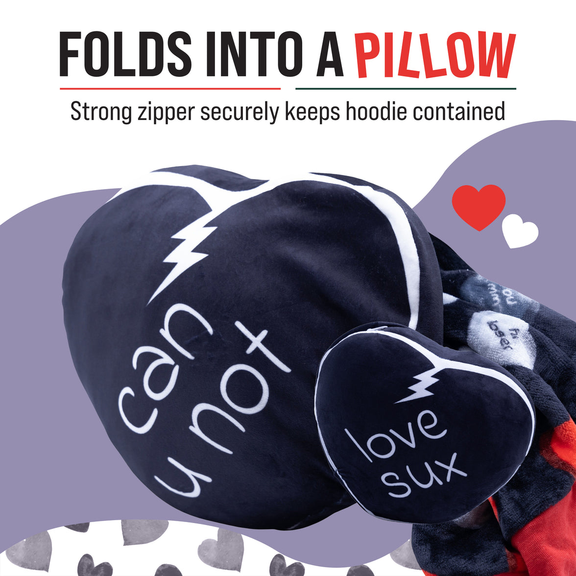 Love Sux Snugible 2-in-1 Blanket Hoodie & Pillow