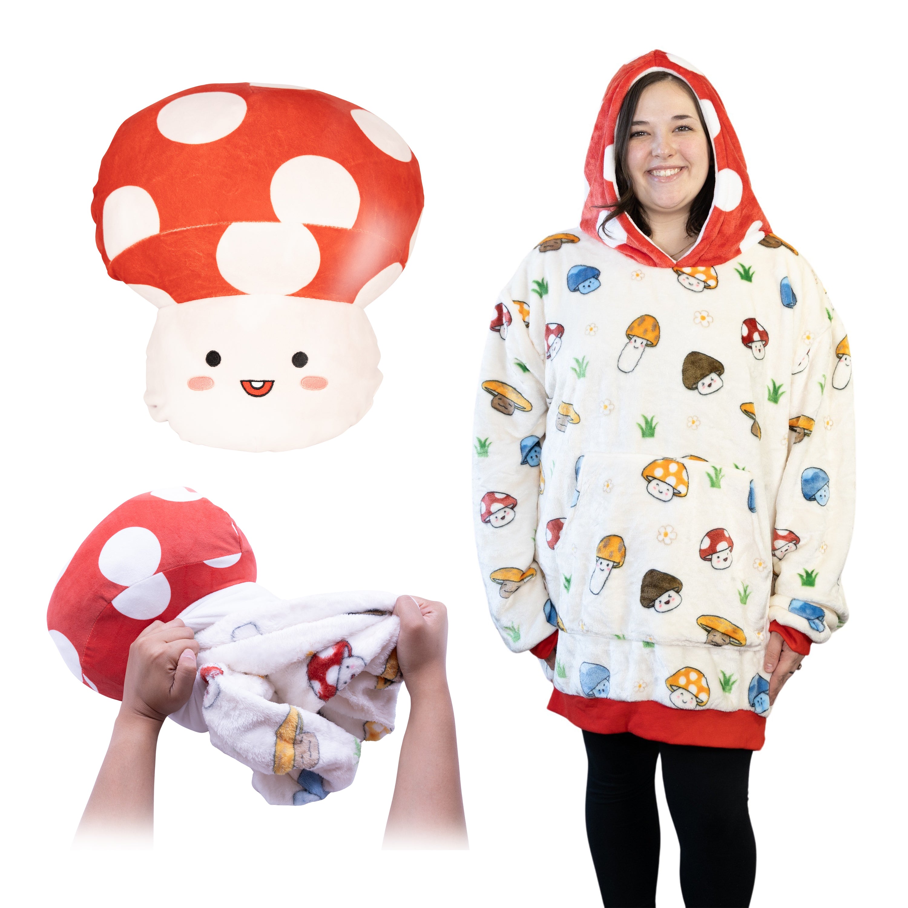 Mushroom Snugible 2-in-1 Blanket Hoodie & Pillow