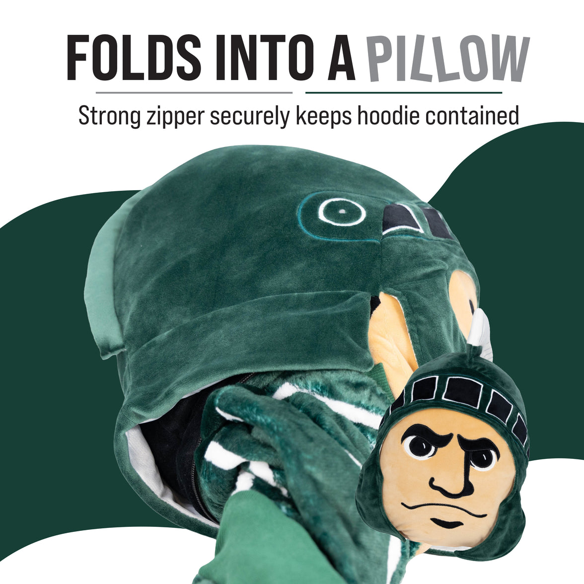 Michigan State University Sparty Snugible 2-in-1 Blanket Hoodie & Pillow
