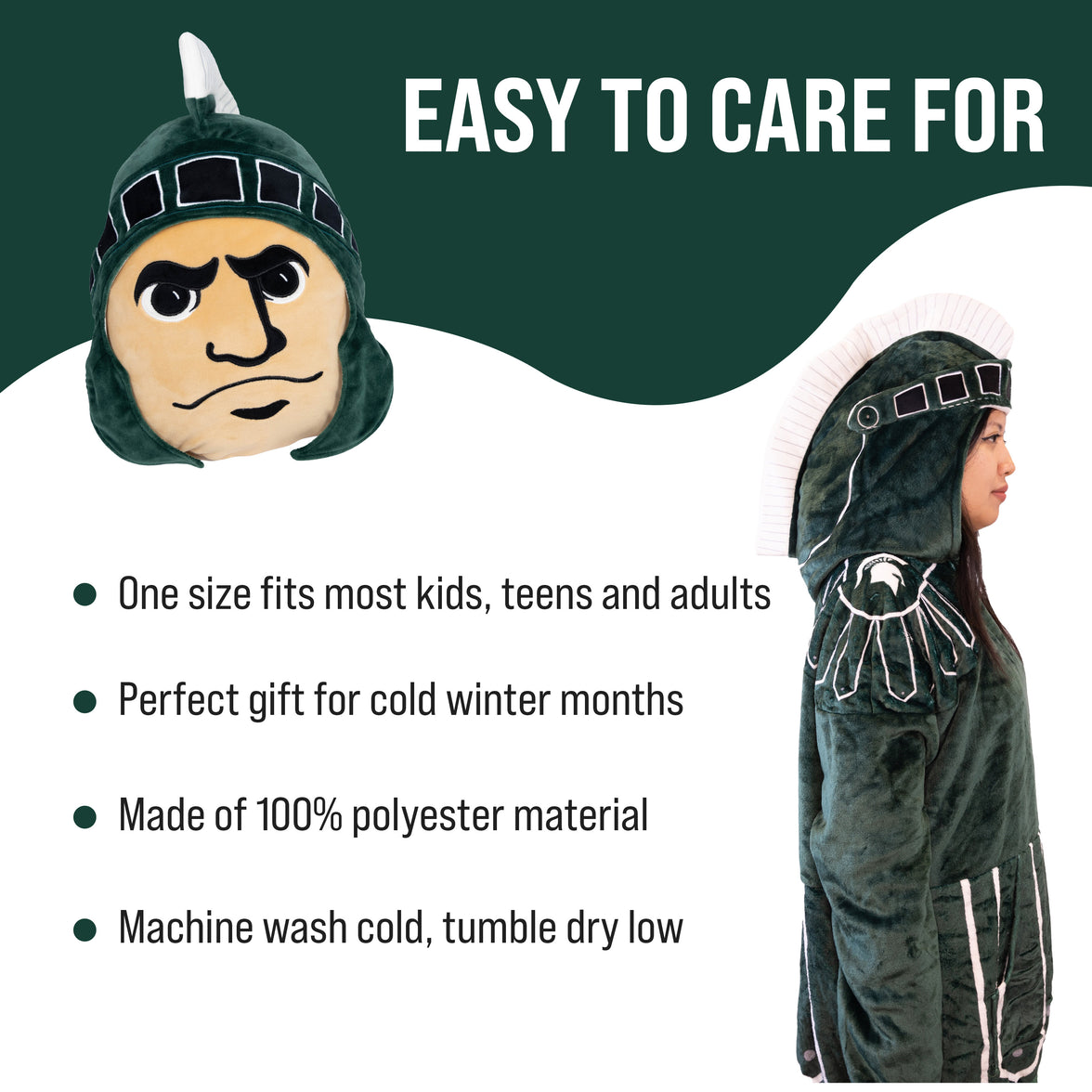 Michigan State University Sparty Snugible 2-in-1 Blanket Hoodie & Pillow