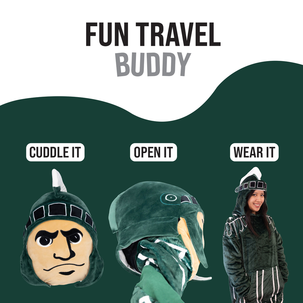 Michigan State University Sparty Snugible 2-in-1 Blanket Hoodie & Pillow