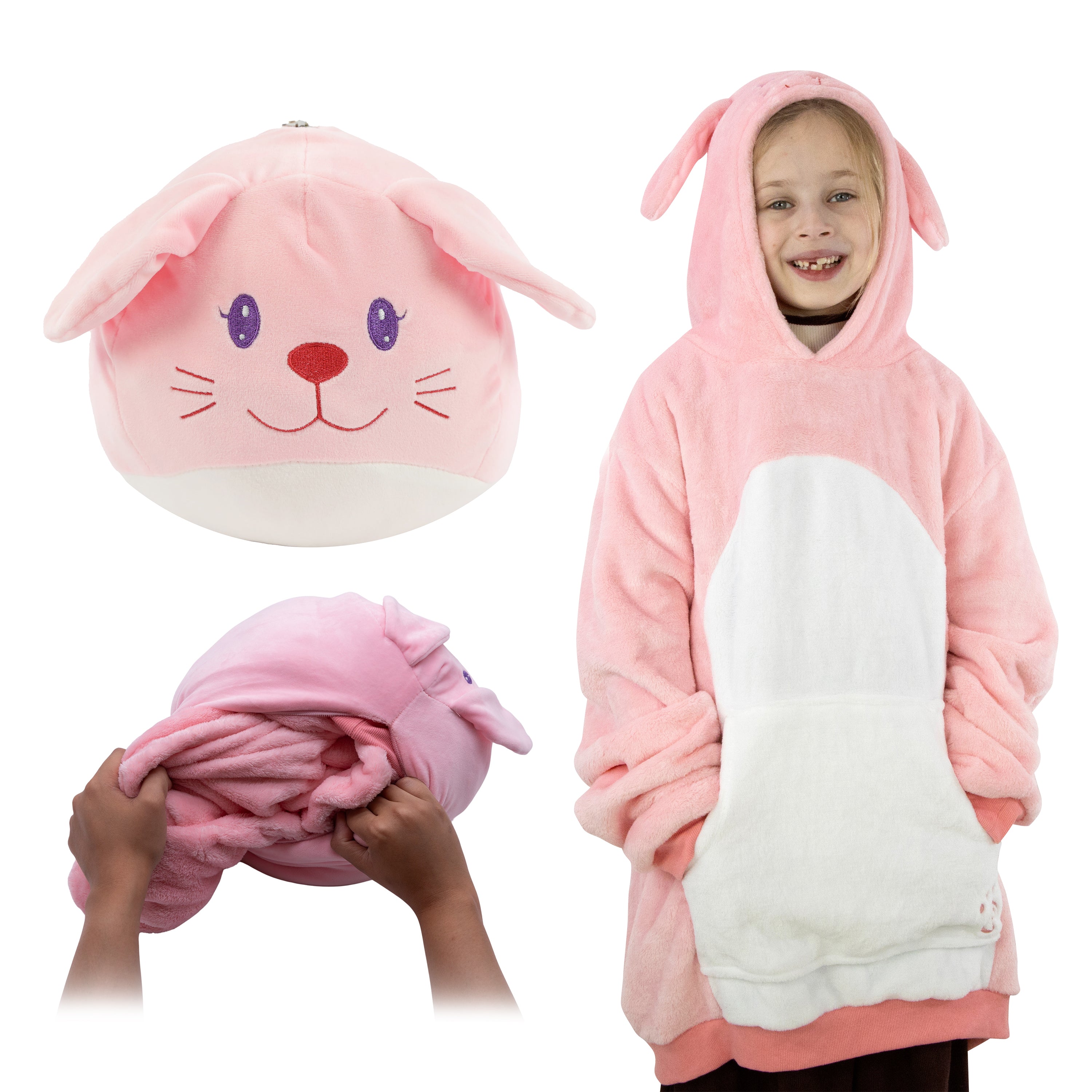 Mochi Bunny Kids Snugible 2-in-1 Blanket Hoodie & Pillow