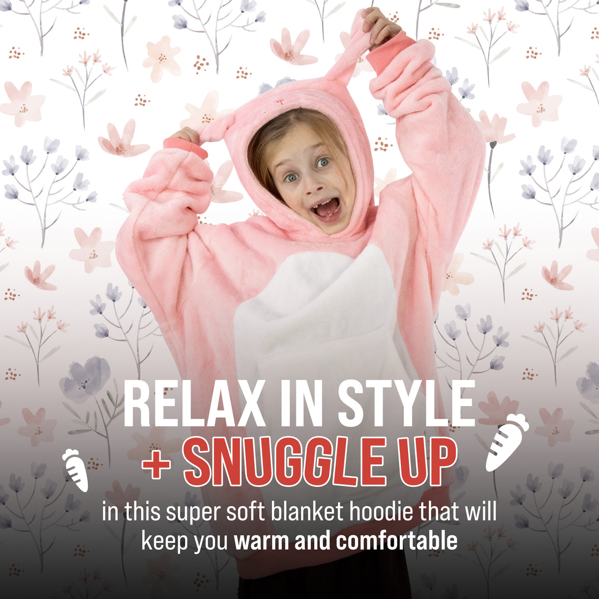 Mochi Bunny Kids Snugible 2-in-1 Blanket Hoodie & Pillow