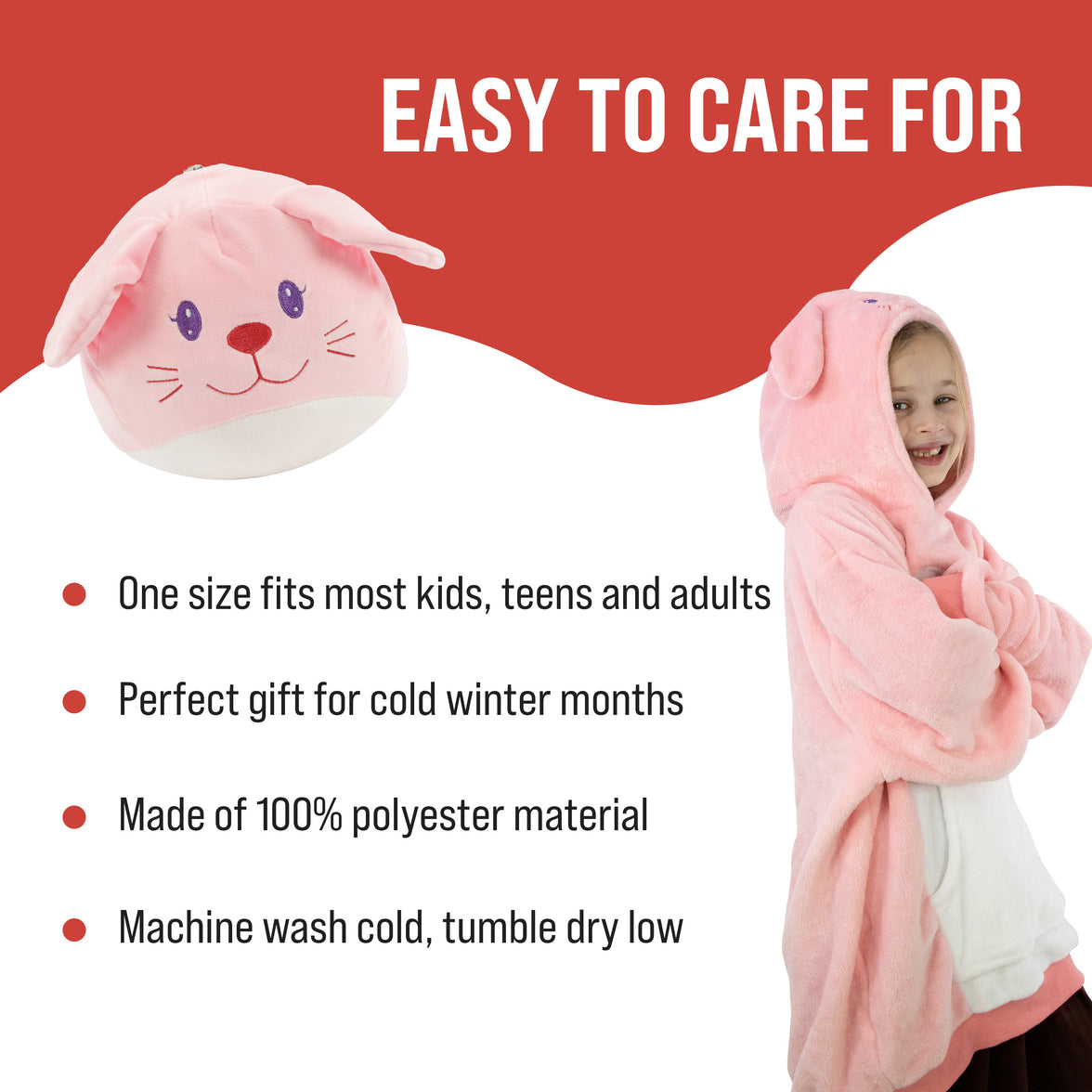 Mochi Bunny Kids Snugible 2-in-1 Blanket Hoodie & Pillow