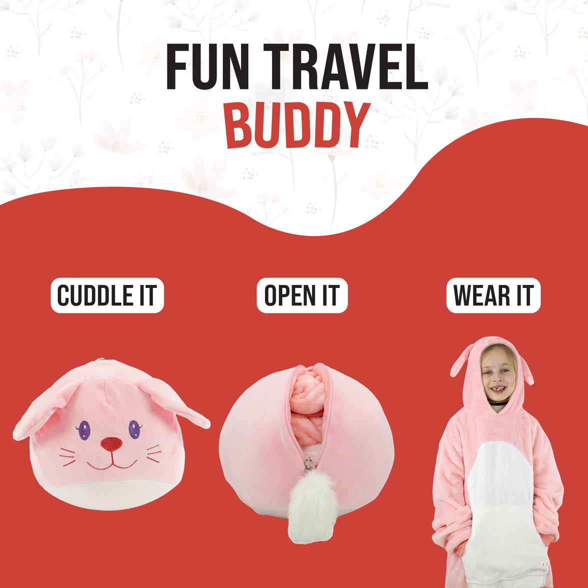 Mochi Bunny Kids Snugible 2-in-1 Blanket Hoodie & Pillow