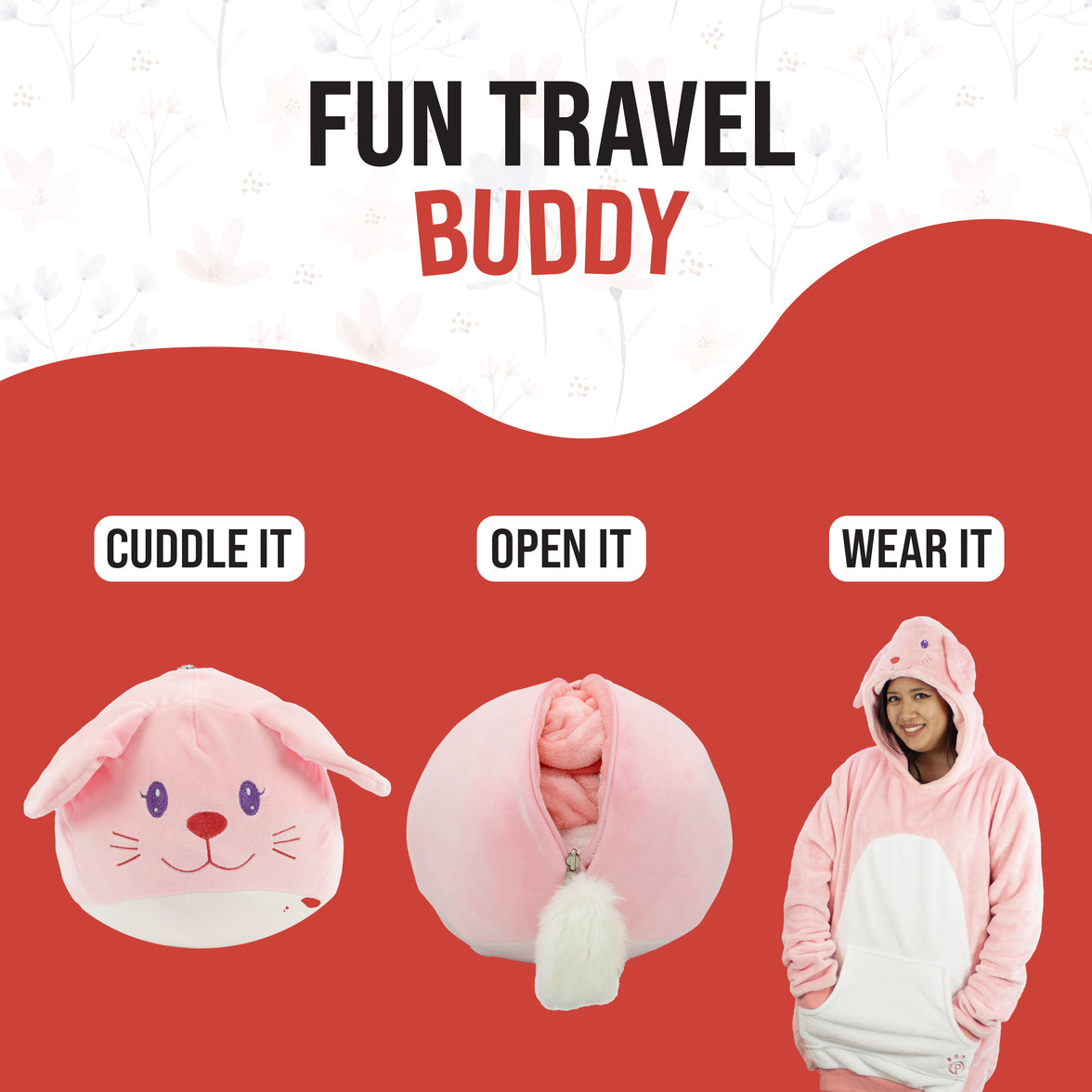 Mochi Bunny Adult Snugible 2-in-1 Blanket Hoodie & Pillow