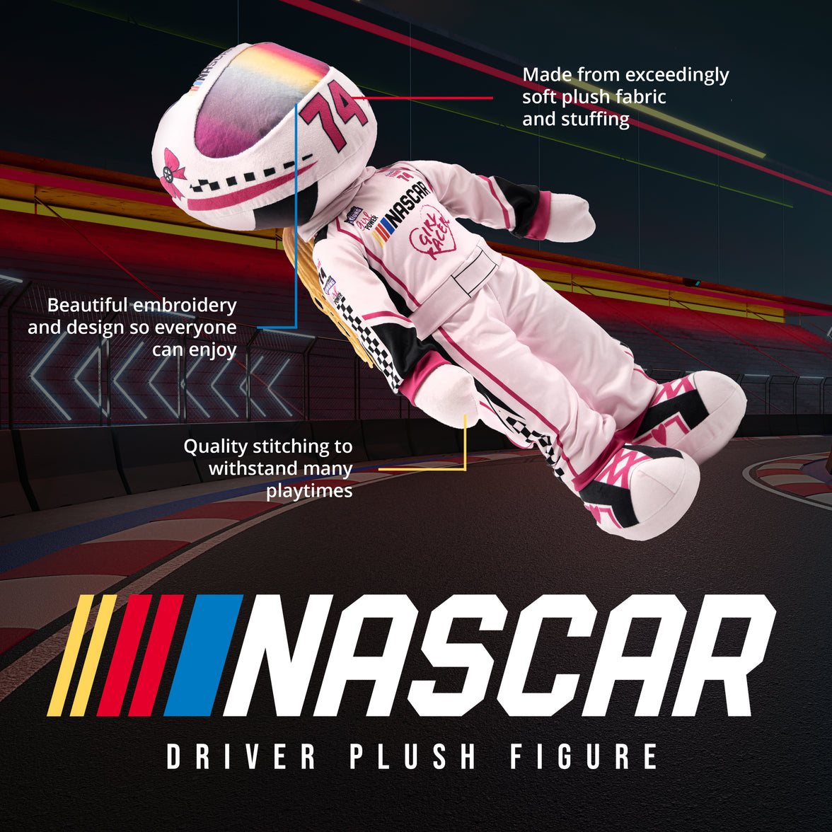 NASCAR | Sophie Speedster Racecar Driver 14" Plush Figure